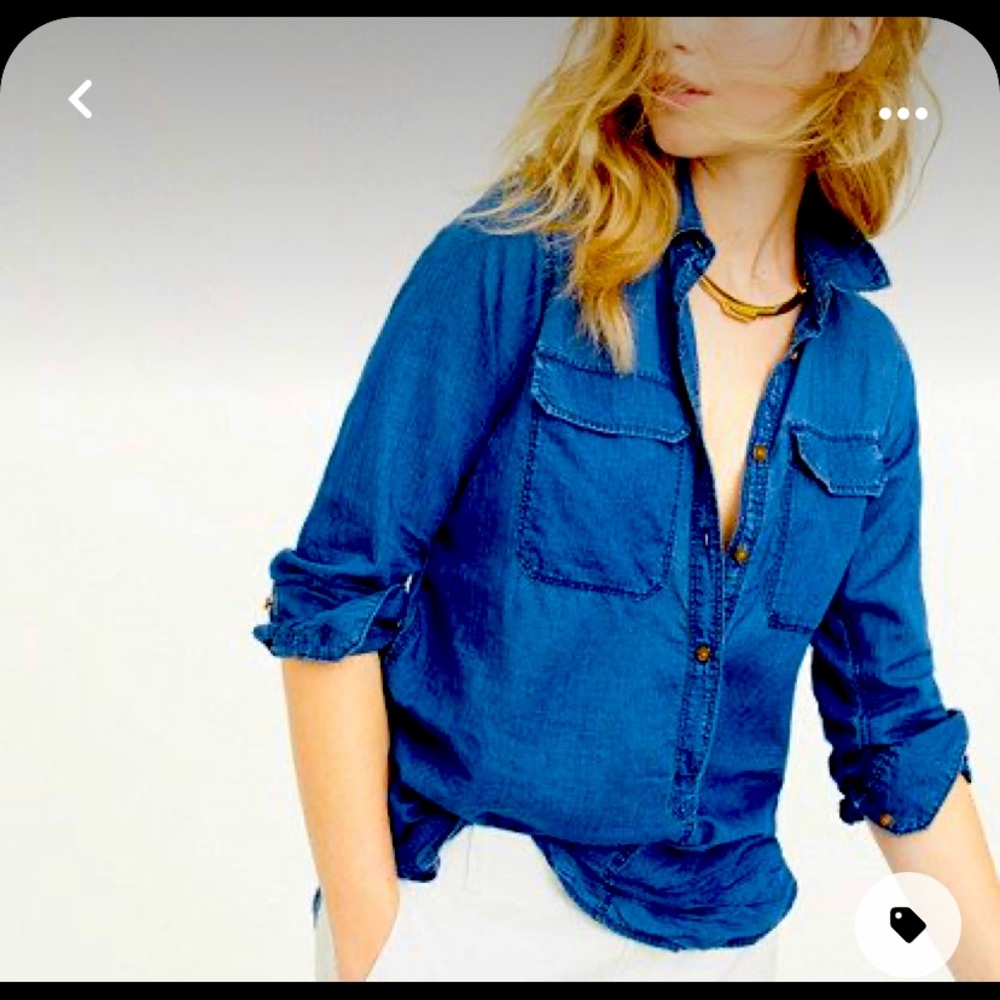 J.Crew Indigo Gauze Popover Shirt